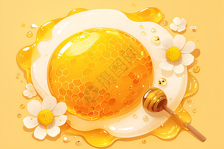 百花蜂蜜美味甜蜜的蜂蜜插画