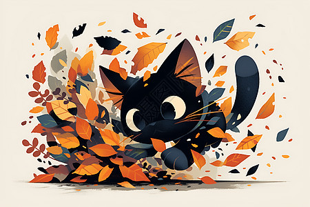 秋天的猫咪图片