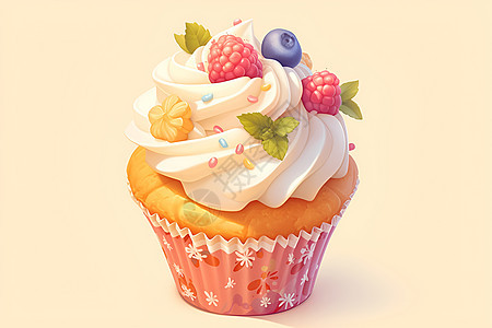 水果杯子蛋糕的插画图片