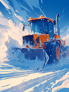 冬日铲车在清理积雪图片
