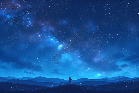 星空夜的唯美插画图片