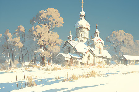 冰雪覆盖的教堂图片