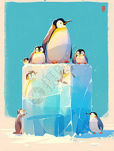 冰块上的企鹅图片