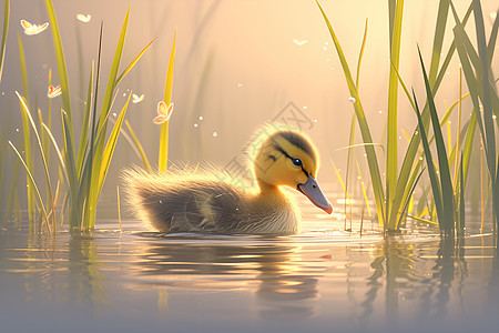 可爱的小鸭子插画图片