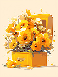 花盆中的黄色花朵图片