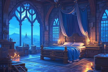 古堡里的华丽卧室图片