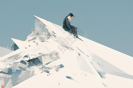 冰上滑行的企鹅图片