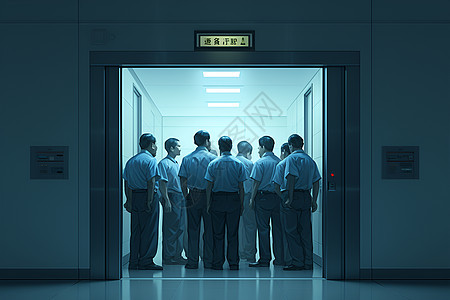 电梯里的人群图片