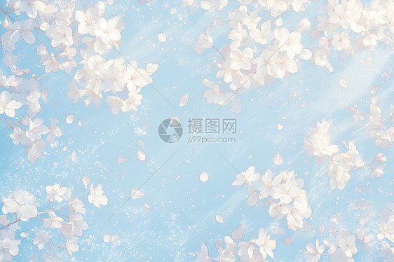 白色花朵飞舞图片