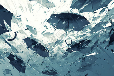 风暴中飘动的伞图片
