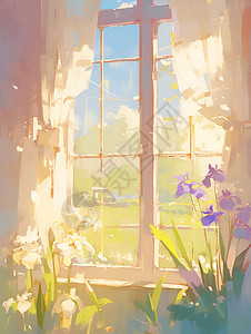 阳光灿烂的窗台图片
