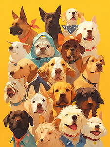 五颜六色的犬头像合辑图片