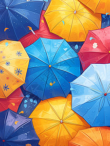 一群色彩缤纷的雨伞图片