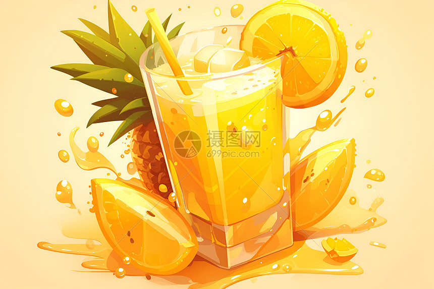 黄色水果饮料图片