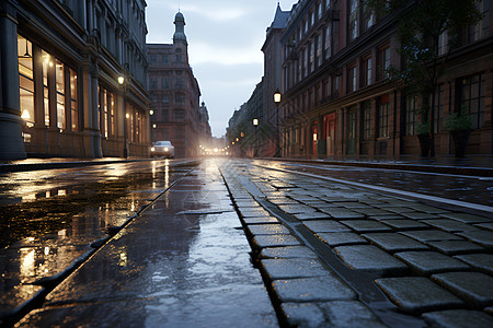 一条湿润的街道图片