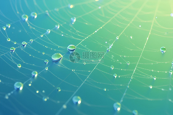 蜘蛛网上的雨滴图片