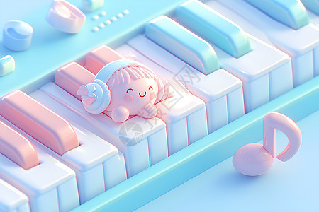 粉蓝钢琴键盘图片