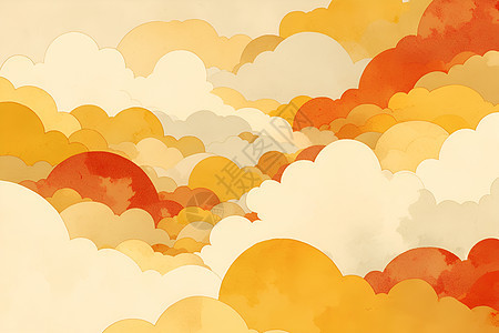 橙色的云海图片