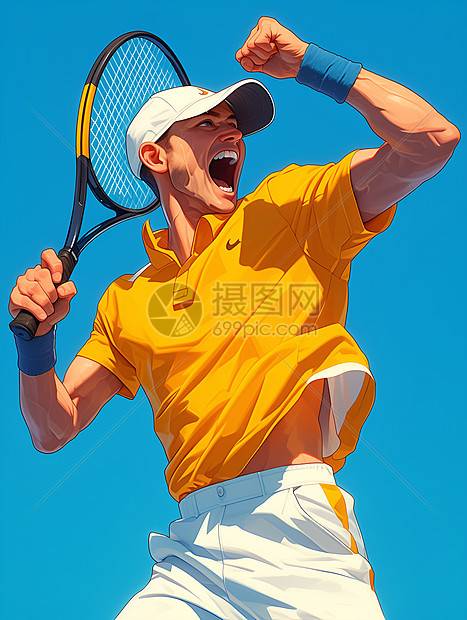 网球场上的男子图片