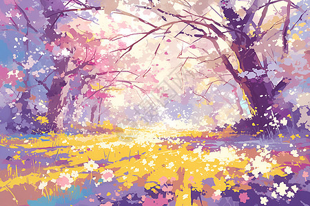 阳光里的樱花树图片