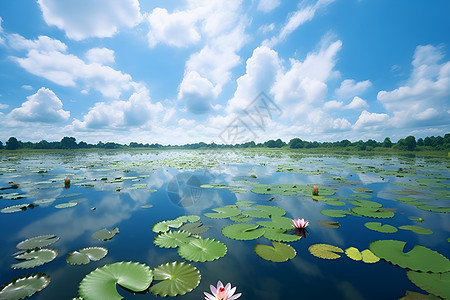 天空下的湖泊图片