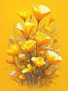 黄色花卉插画图片