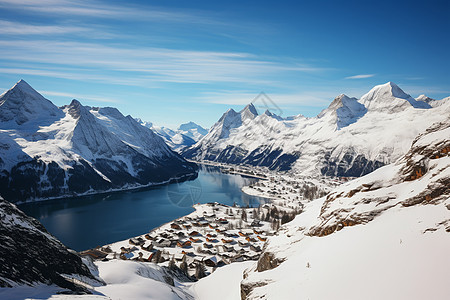 雪山镇湖景冬季湖景高清图片