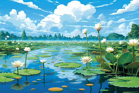 幽雅湖面的莲花美景图片