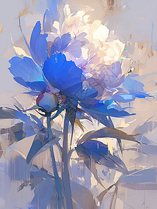 沐浴阳光中的蓝色花朵图片