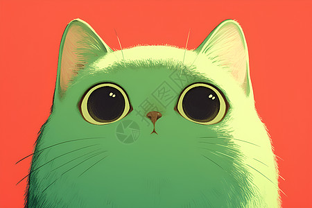 绿色猫咪插画图片