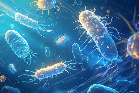 微观世界的细菌飘舞图片