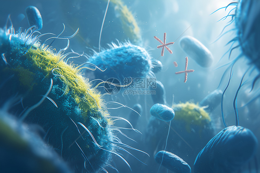 微观世界中的细菌场景图片