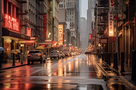 街头雨中的行人图片