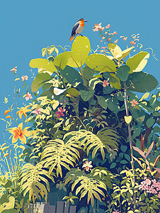 植物上的鸟图片
