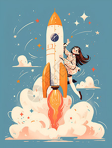 火箭顶端的女孩图片