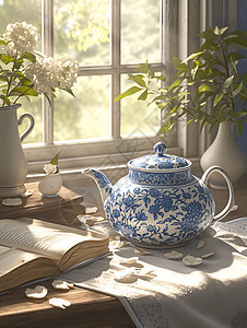 雅致的青花瓷茶壶图片