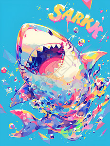 涂鸦的可爱鲨鱼图片