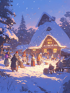 冬日的小镇居民图片