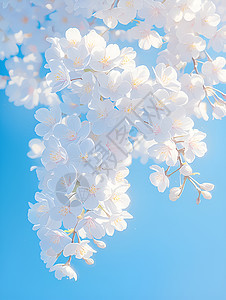 粉樱在蓝天下绽放图片