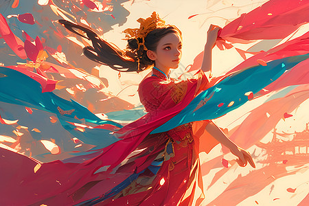 红裙少女的童话世界图片