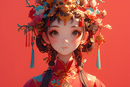 长发女生花冠仙女插画