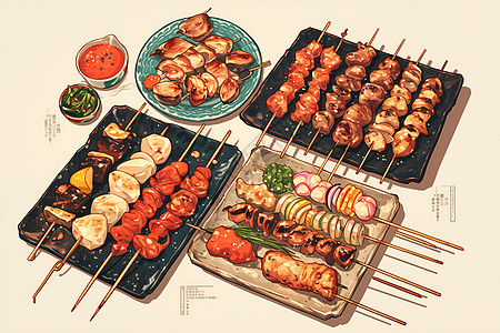 传统日本烤肉串图片