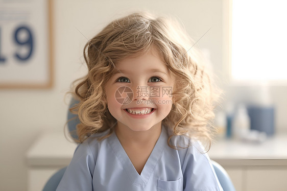 牙医椅上的小女孩图片