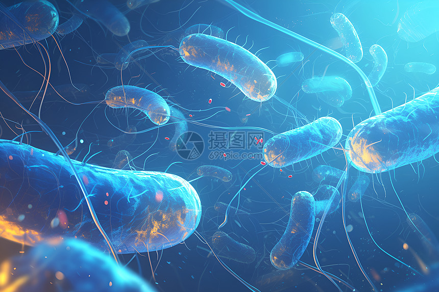 微观摄影下漂浮的细菌图片