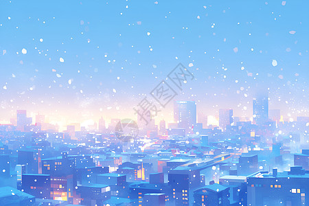 城市下雪的夜晚图片