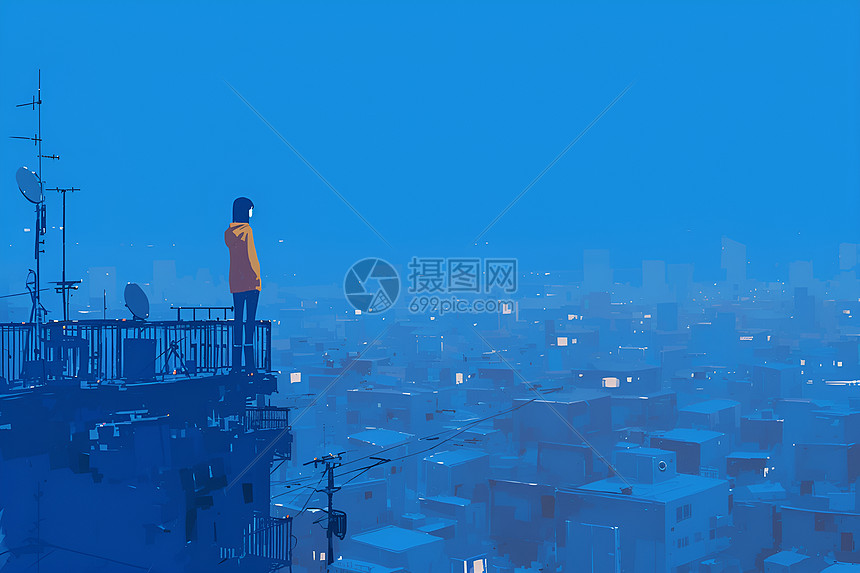 夜晚的城市插画图片