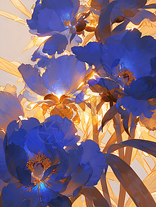 梦幻蓝色花朵盛开图片
