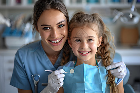 牙医和小女孩图片