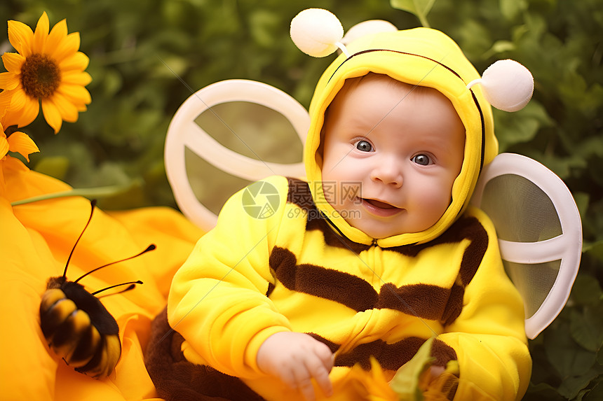 穿着蜜蜂服装的宝宝图片