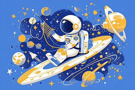 太空中的宇航员插画图片